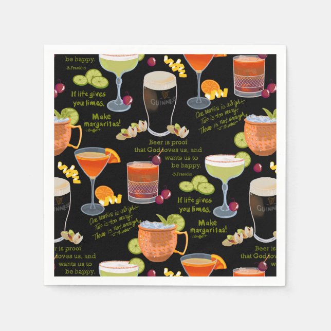 Guardanapo De Papel Cocktails e contemplação (Frente)