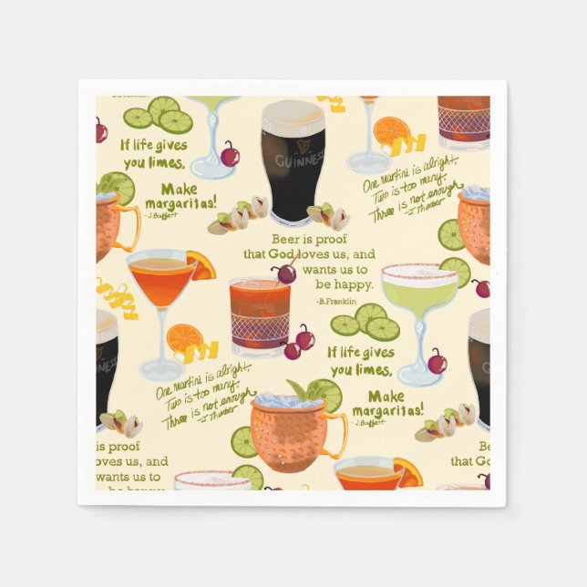 Guardanapo De Papel Cocktails e conversação (Frente)