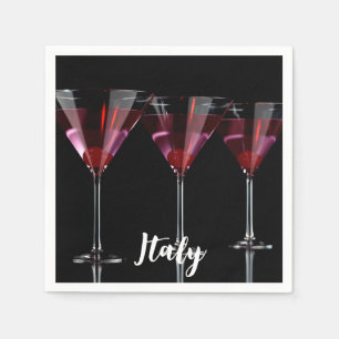 Guardanapo De Papel Cocktails vermelhos em vidro martini com cereja