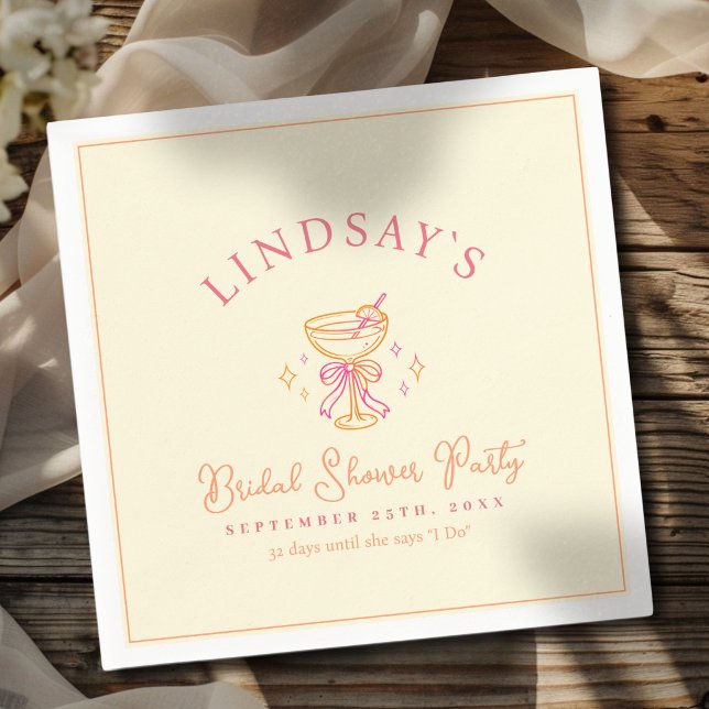 Guardanapo De Papel Coctail Bridal Shower (Coctail Bridal Shower Napkins)