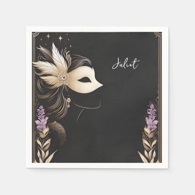 Guardanapo De Papel Código de Vestuário Baile de Máscaras Festa de Cas (Frente)