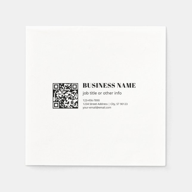 Guardanapo De Papel Código QR comercial & Texto retrô-moderno editável (Frente)