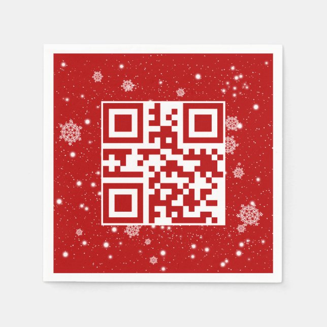 Guardanapo De Papel Código QR de Feliz Natal em Flocos de Neve (Frente)