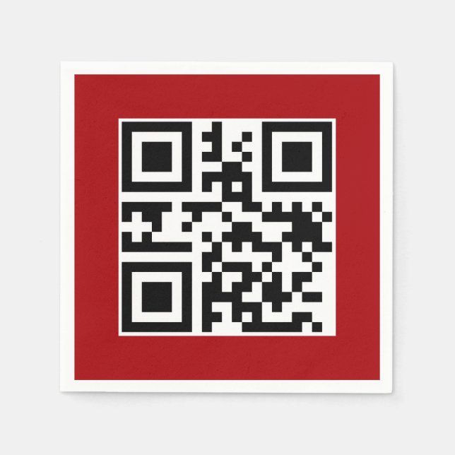 Guardanapo De Papel Código QR de Feliz Natal em Vermelho (Frente)