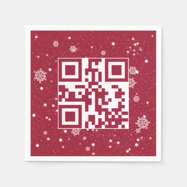 Guardanapo De Papel Código QR de Feriados Felizes em Flocos de Neve (Frente)