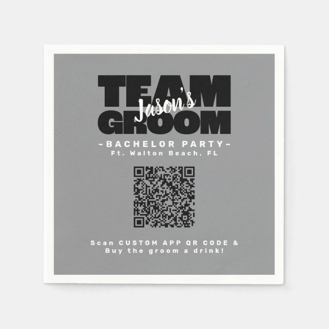 Guardanapo De Papel Código QR Despedida de Solteiro Comprar Bebida Equ (Frente)