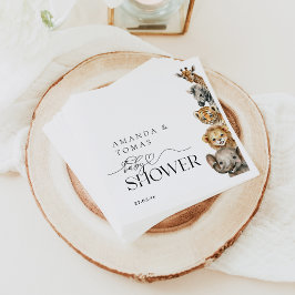 Guardanapo De Papel Código QR do Chá de fraldas Moderno Safari Animal