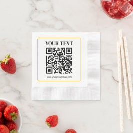 Guardanapo De Papel Código QR e texto editáveis com borda de ouro amar