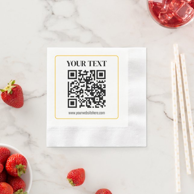 Guardanapo De Papel Código QR e texto editáveis com borda de ouro amar (Insitu)