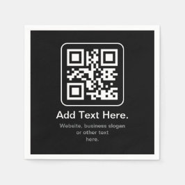 Guardanapo De Papel Código QR Modern Escaneável | Preto Branco & Cinza