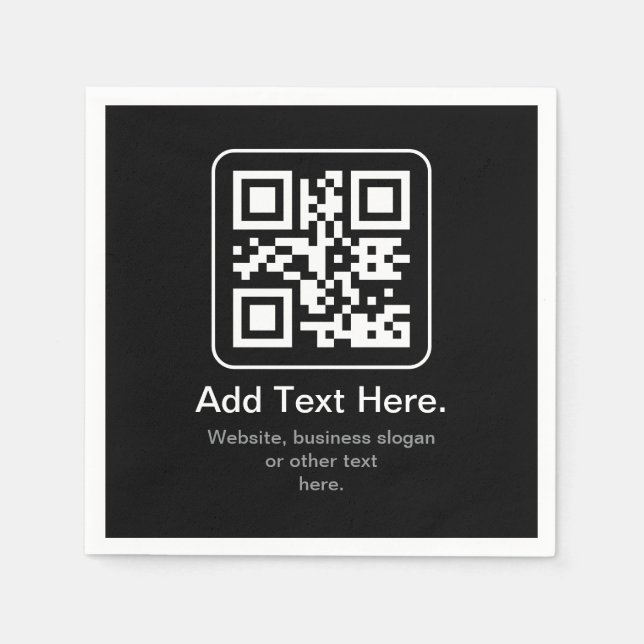 Guardanapo De Papel Código QR Modern Escaneável | Preto Branco & Cinza (Frente)