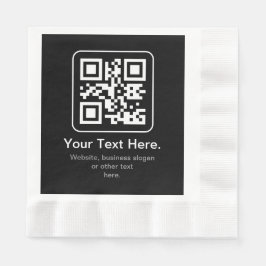 Guardanapo De Papel Código QR Modern Escaneável | Preto Branco & Cinza