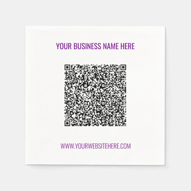 Guardanapo De Papel Código QR personalizado e Modelo do Web site de no (Frente)