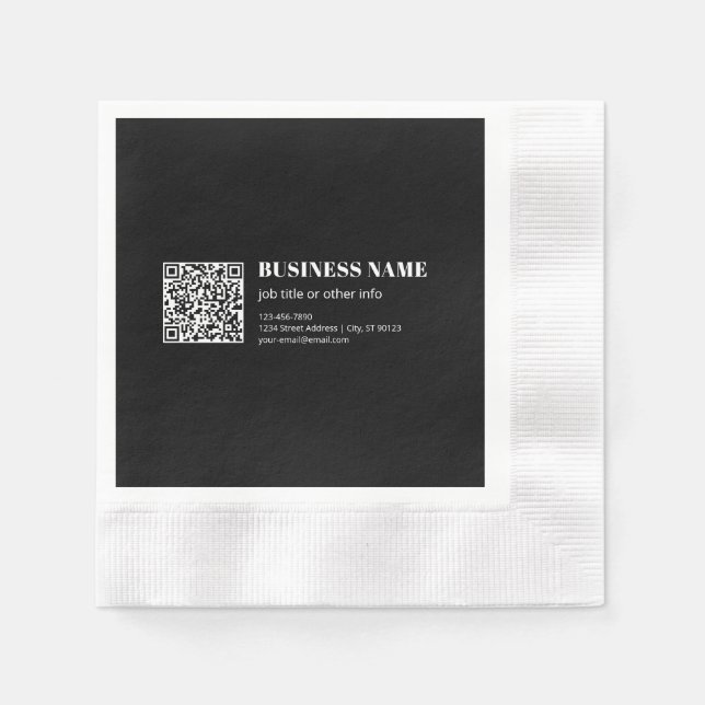Guardanapo De Papel Código QR personalizado e texto retrô-moderno edit (Frente)