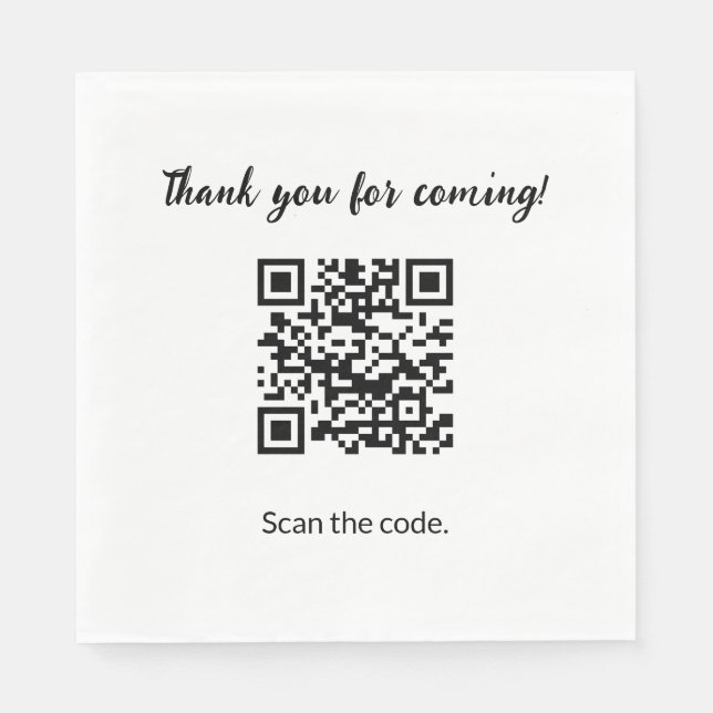 Guardanapo De Papel Código QR personalizado Obrigado por vir (Frente)