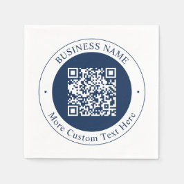 Guardanapo De Papel Código QR & Texto personalizáveis | Azul-marinho e