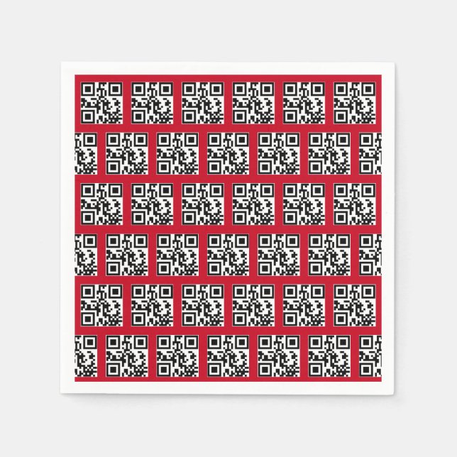 Guardanapo De Papel Códigos QR de Feriados Felizes em Vermelho (Frente)
