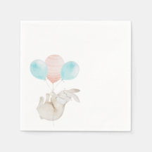 Coelhinho Bonito Segurando Balões Papel Napkin