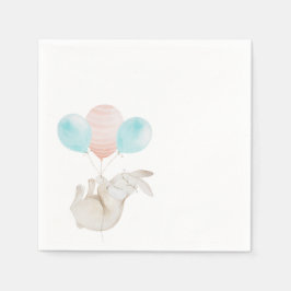 Guardanapo De Papel Coelhinho Bonito Segurando Balões Papel Napkin