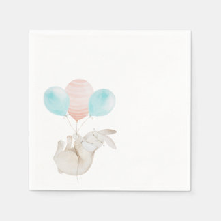 Guardanapo De Papel Coelhinho Bonito Segurando Balões Papel Napkin