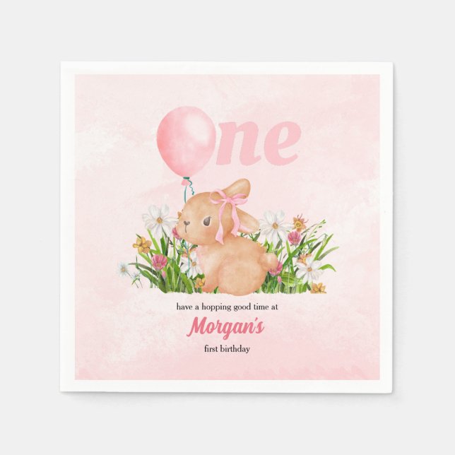 Guardanapo De Papel Coelhinho Bonito Transforma Um primeiro aniversari (Frente)