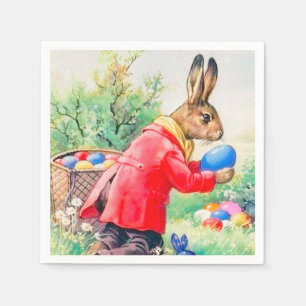 Guardanapo De Papel Coelhinho Bonito Vintage e Ovos Coloridos de Pásco