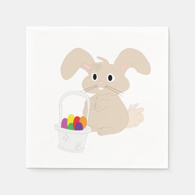 Guardanapo De Papel Coelhinho de Páscoa com Cesta (Frente)
