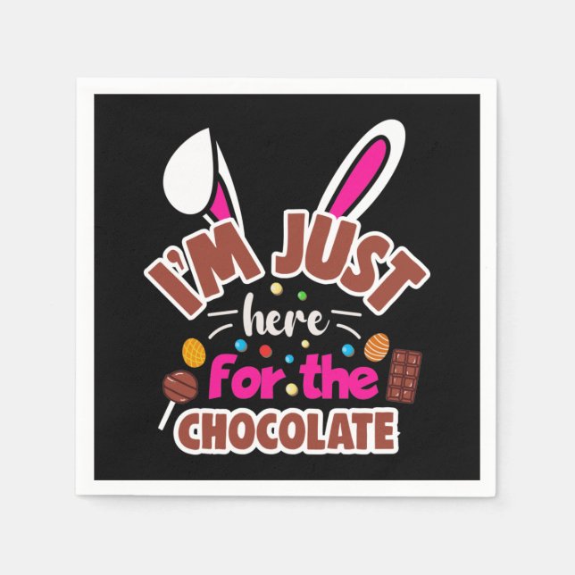 Guardanapo De Papel Coelhinho de Páscoa... Estou aqui para o Chocolate (Frente)