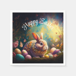Guardanapo De Papel Coelhinho felz pascoa com ovos de Páscoa