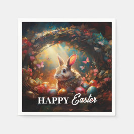 Guardanapo De Papel Coelhinho felz pascoa com ovos de Páscoa