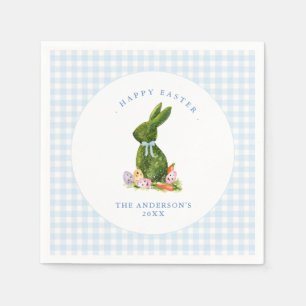 Guardanapo De Papel Coelhinho giro com Páscoa de borda azul Gingham