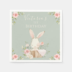 Guardanapo De Papel Coelhinho Rosa Bonito 1 Um Primeiro Aniversário Ve