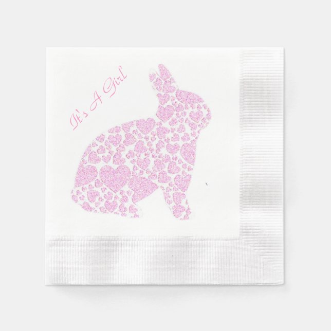 Guardanapo De Papel Coelhinho Rosa É Uma Garota (Frente)