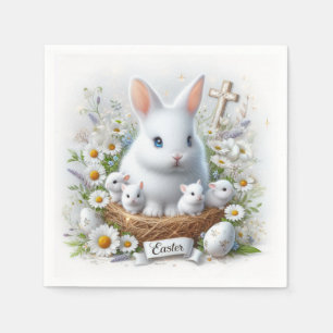 Guardanapo De Papel Coelhinhos de Páscoa com Bebês, Ovos, Visitas