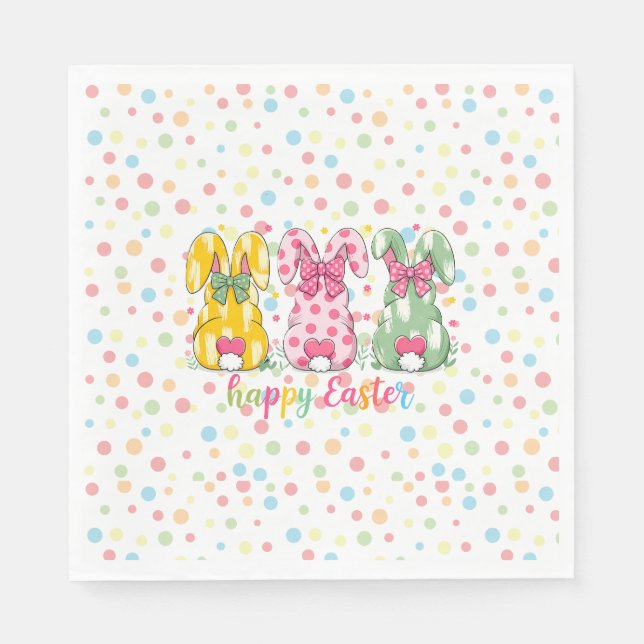 Guardanapo De Papel Coelhinhos de Páscoa de Bolinhas felz pascoa (Frente)