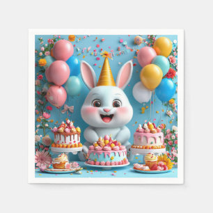 Guardanapo De Papel Coelho Adorável Celebrando Aniversário