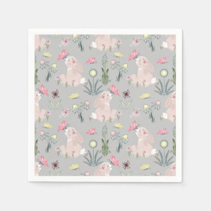 Guardanapo De Papel coelho bonito com flores e borboletas