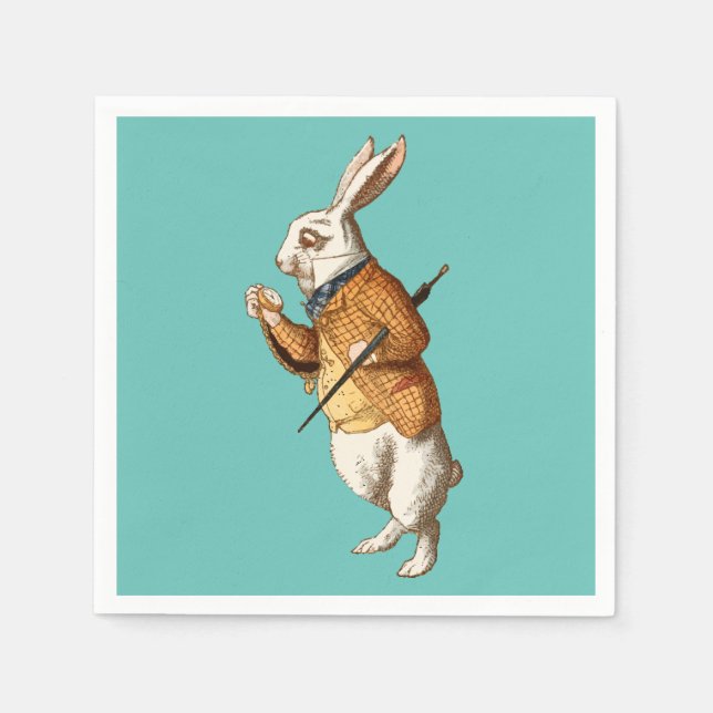 Guardanapo De Papel Coelho Branco (Aventuras de Alice no País das Mara (Frente)