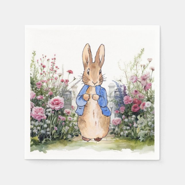Guardanapo De Papel Coelho clássico em seu jardim (Frente)