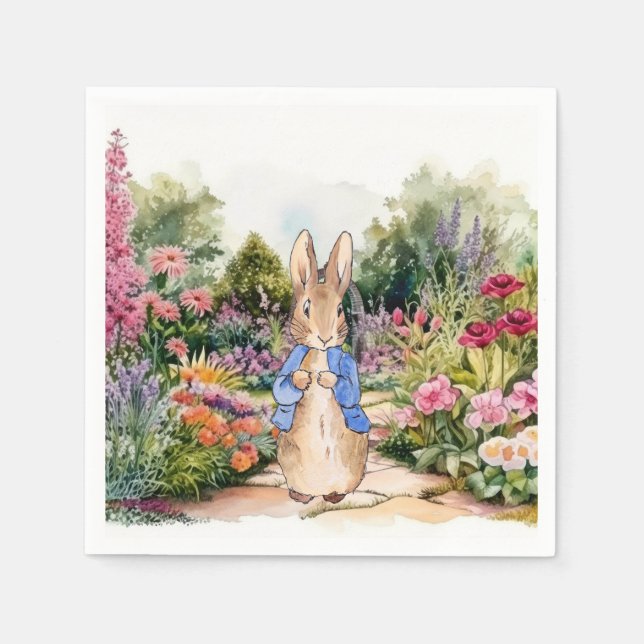 Guardanapo De Papel Coelho clássico no seu jardim (Frente)