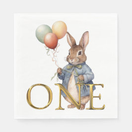 Guardanapo De Papel Coelho com balões Primeiro Aniversário UM