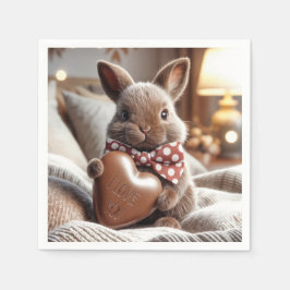 Guardanapo De Papel Coelho com Coração de Chocolate