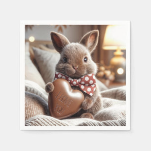 Guardanapo De Papel Coelho com Coração de Chocolate