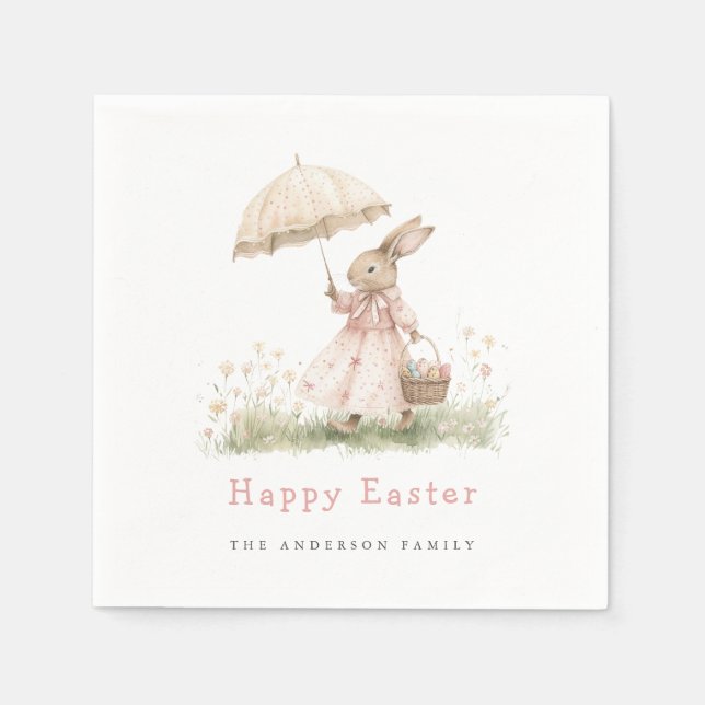 Guardanapo De Papel Coelho de Páscoa Pastel (Frente)