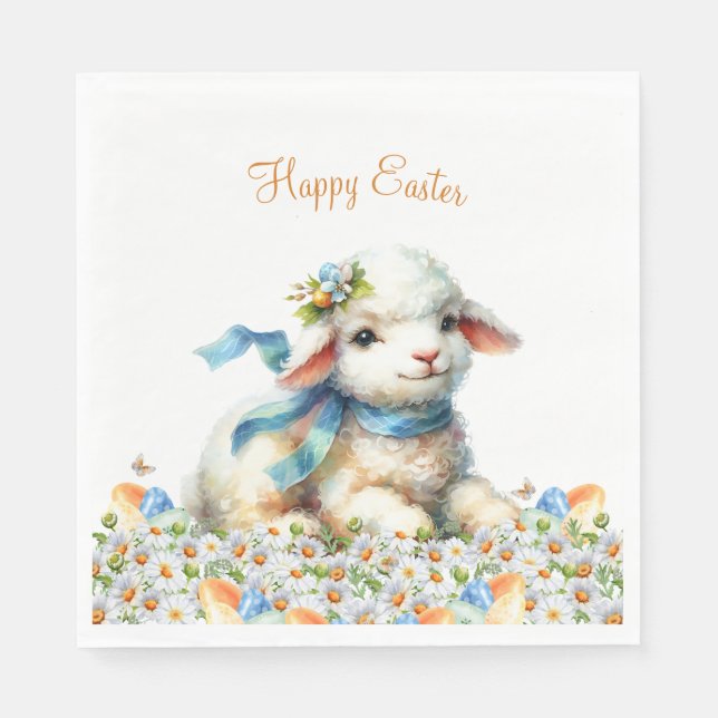 Guardanapo De Papel Coelho de Páscoa Personalizado em Aquarela (Frente)