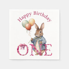 Guardanapo De Papel Coelho de Primeiro Aniversário Balões Coloridos