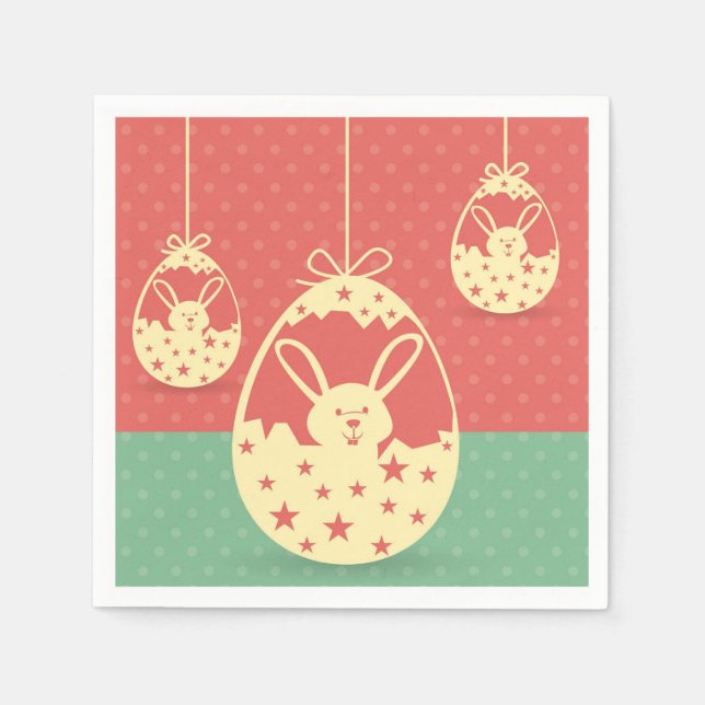Guardanapo De Papel Coelho e ovo da Páscoa retrógrados (Frente)