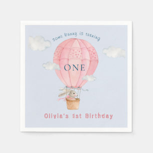 Guardanapo De Papel Coelho em balão de ar quente pastel para aniversár