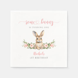 Guardanapo De Papel Coelho Floral Rosa Algum primeiro aniversario Bunn