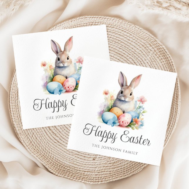 Guardanapo De Papel Coelho Fofo Feliz Páscoa (Cute Bunny Happy Easter Napkins)